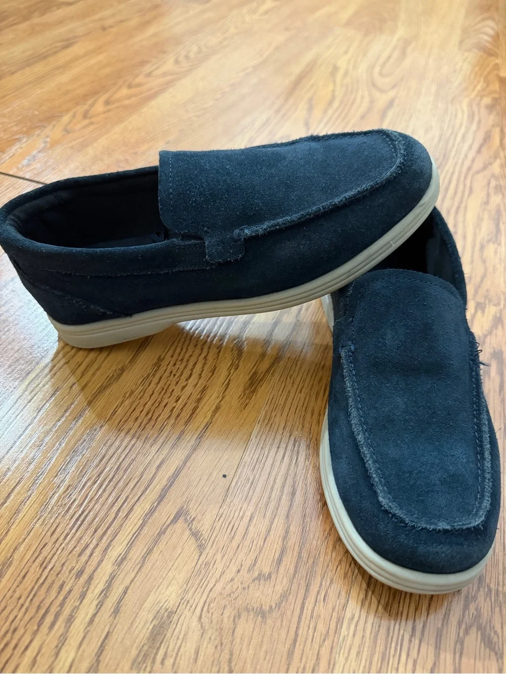 Boys navy Suede Slip-On Loafers